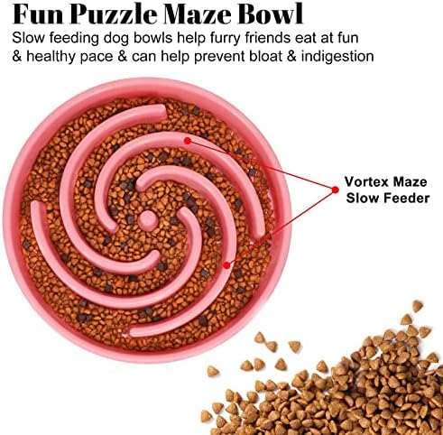 Slow Feeder Maze Puzzle Bowl - Large Dog Non Slip Interactive Food Dishes - Bloat Stop, Choking Prevention - Pink - Image 2