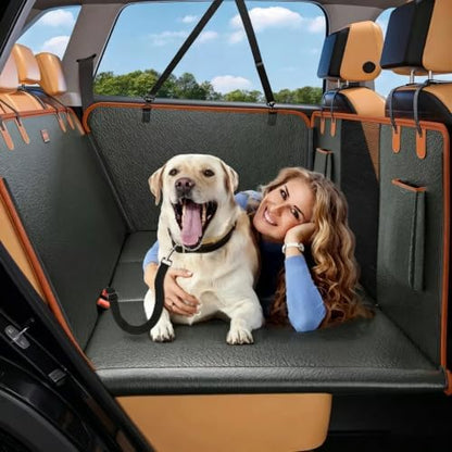 Hard Bottom Dog Car Seat Cover for Back Seat, PU Leather Dog Seat Extender by TianfuSpanda