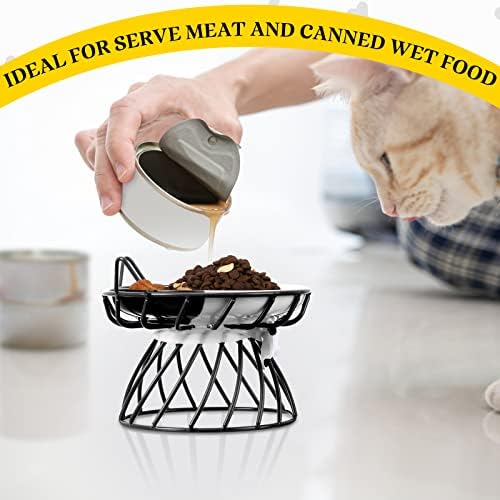 Sunnyray Cat Feeder, 4 Pcs Elevated Ceramic Cat Bowls with Metal Stand, Whisker Friendly, Anti Vomit, Dishwasher Safe, for Dog Pet (Multicolor) - Image 6