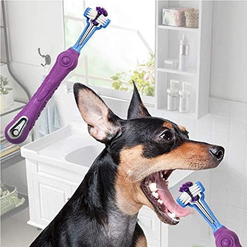 Orgrimmar 4 Pcs 3-Sided Pet Toothbrush Dog Cat Mouth Dental Teeth Care - Image 2