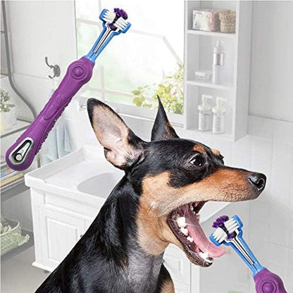 Orgrimmar 4 Pcs 3-Sided Pet Toothbrush Dog Cat Mouth Dental Teeth Care - Image 2