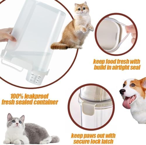 Dog Cat Food Storage Container with Cup (White, 5L) - Image 3