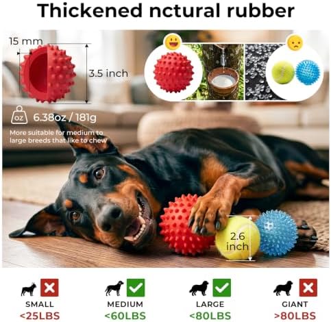 Beef-Flavored 3.5'' Tough Squeaky Ball for Dogs, 25-80lbs Pack of 2 - Image 6
