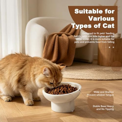 Karibiber Marble Elevated Cat Bowl, White Weighted Raised Cat Food & Water Bowl, Whisker-Friendly Stone Cat Dish with Non-Slip Stand, Heavy Water Bowls for Small Dog - Image 4