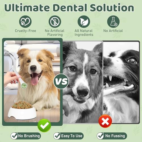 Dog Teeth Cleaning Powder, Dog Dental Powder, Dog Dental Care, Targets Tartar & Bad Breath & Reduces Plaque, Dental Powder for Dog Teeth Cleaning, Green - Image 5