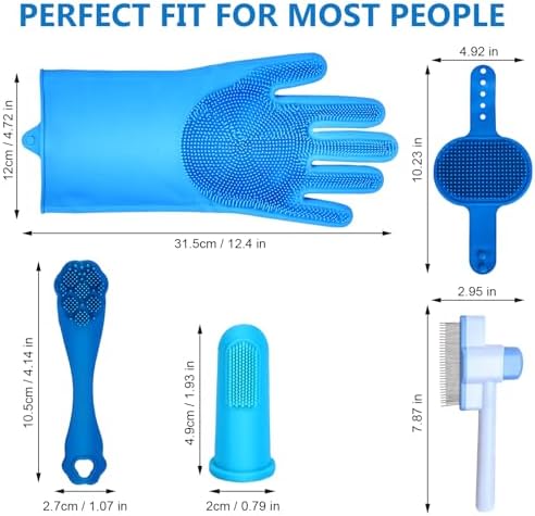 nooepc 6PCS Dog Washing Gloves Pet Grooming Gloves Dog Bath Supplies Dog Bath Brush Silicone Gloves for Dogs and Cats Bathing Dog Comb Dog Toothbrush - Image 7
