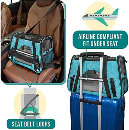 PetAmi Airline Approved Pet Carrier for Cats Small Dogs, Large Heather Blue - Image 6