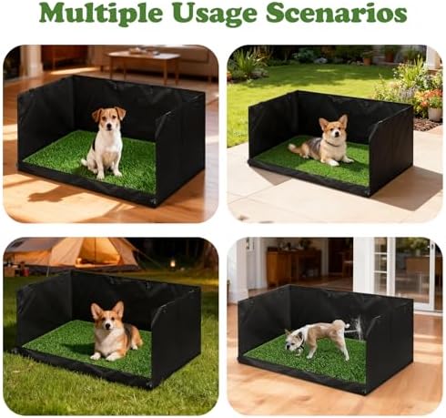 High Walls Dog Pee Pad Holder with Artificial Grass Foldable Indoor Dog Potty Tray 15.7 * 23.6 * 35.4 Inch Dogs Litter Box with Waterproof Liner for Puppies Small and Medium Dogs - Image 7