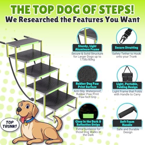 Dog Steps for Car, Non-Slip Aluminum Stairs, 175lb 5-Step - Image 5