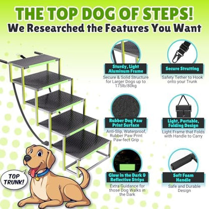 Dog Steps for Car, Non-Slip Aluminum Stairs, 175lb 5-Step - Image 5