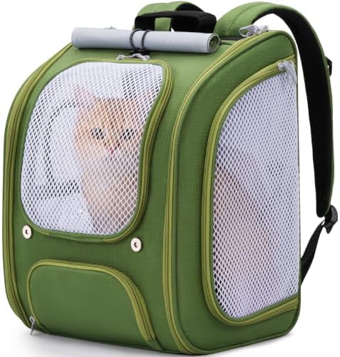 Pecute Cat Backpack Carrier, Spacious & Breathable Pet Backpack, Green by pecute
