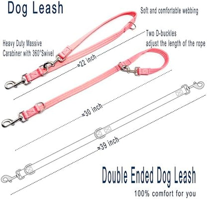 Double Ended Dog Leash,for Obedience Training Easy to Use,Lightweight,Soft for Large and Medium Dogs (Pink, 1M*2.5CM) - Image 3