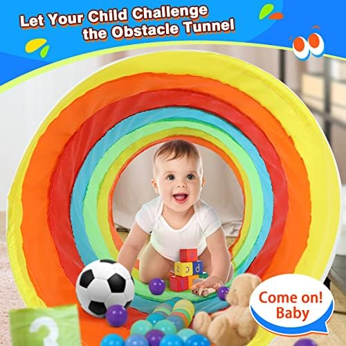 Kids Play Tunnel Tent for Toddlers, Colorful Pop Up Crawl Tunnel Toy for Baby or Pet with Breathable Mesh, Collapsible Gift for Boy and Girl Play Tunnel Indoor and Outdoor Game - Image 6