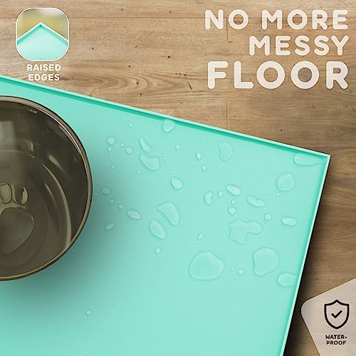 Dog Food Mat - 24x15 Raised Edges Dogs Mat for Food and Water Prevent Spill, Waterproof Cat Food Mats Protect Floors, Easy Clean Dog Bowl Mats for Food and Water, Silicone Pet Feeding Placemats - Image 5