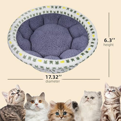 AIWIKIDE Super Soft Small Dog & Cat Bed, Anti-Anxiety Puppy Cuddler, Cozy Round Fluffy Plush Pet Bed, Machine Washable Faux Fur Donut Cuddler, Grey - Image 2