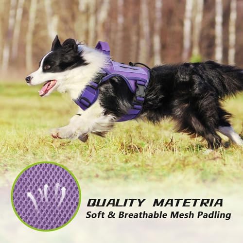 WINGOIN Purple Tactical Dog Harness for Small Dogs,No Pull Dog Harness - Image 3