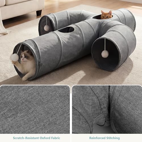 Ownpets Cactus Cat Tunnel 12" with Peek Holes for Indoor Large Cat, Grey - Image 4
