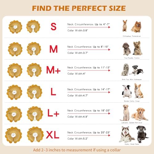 IEUUMLER Inflatable Recovery Dog Collar, Protective Donut Cone, Adjustable Soft Collar for Dog and Cat After Surgery Prevent from Biting & Scratching EU002 - Sunflower L+ - Image 2