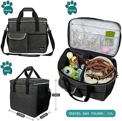 PetAmi Dog Travel Bag Organizer, Pet Supplies Diaper Tote, Dark Gray Large - Image 2