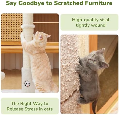 Woochpet Funny Cat Scratching Posts Sturdy Scratcher Posts 33'' Off White - Image 5