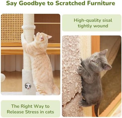 Woochpet Funny Cat Scratching Posts Sturdy Scratcher Posts 33'' Off White - Image 5