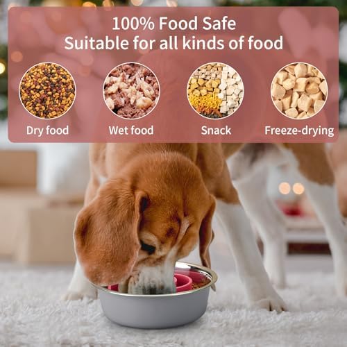 Slow Feeder Dog Bowls Insert, Animire Soft Silicone Slow Eating Dog Food Bowl for Small, Medium and Large Dogs, Compatible with Regular and Elevated Bowls - Image 4