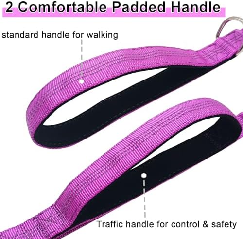 5FT Bungee Dog Leash with 2 Handles, Reflective Nylon Traffic Leash - Image 3