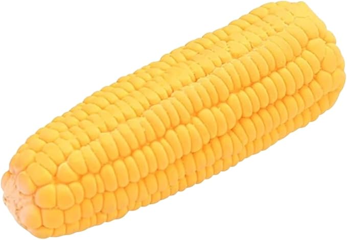 Yellow Dog Puppy Latex Corn-Shaped Squeaky Bite-Resistant Interactive Chew Toy - for Aggressive Chewers, Small/Medium/Large Dogs