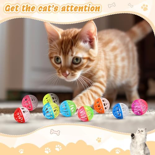 100 Pcs Cat Toy Balls with Bell, Plastic Lattice Cat Jingle Balls Toys - Image 5