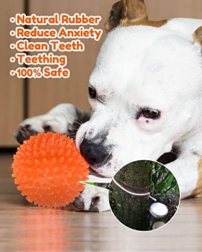 Pweituoet 4.5” Heavy Duty Squeaky Dog Balls for Medium Large Dogs, Dog Toys for Aggressive Chewers, Spike Ball Toys for Clean Teeth and Training(2 Pack) - Image 3