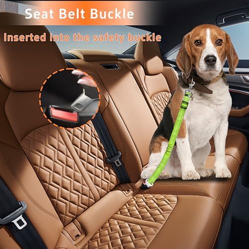 Seyezo Dog Car Seat Belt for Car, 2 Piece Set Retractable Dog Car Harness Adjustable Reflective Dog Seatbelt for Vehicle Headrests, Dog Safety Restraint Seatbelt Heavy Duty& High Elastics, Green - Image 4