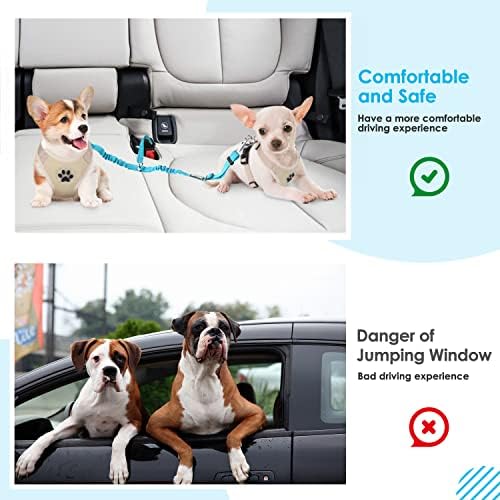SlowTon Double Dog Seat Belt for Car with Elastic Bungee Buffer, Adjustable - Image 6