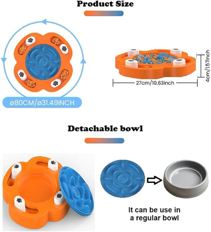 2 in 1, Slow Feeder Bowl and Feeder Puzzle Toy for Dogs and Cats, Hide Food and Treats, Detachable Insert, Interactive Feeding, Anti-Shock & Anxiety Reducing, IQ Training, Mental Stimulation, Game.