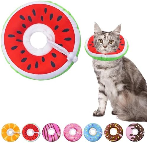Seyezo Cat Cone Collar Soft, Adjustable Cat Recovery Cone, Watermelon, M by Seyezo