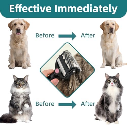 3-IN-1 Pet Grooming Tool - Undercoat Rake, Dematting Comb & Deshedding Brush for Cats, Dogs, Horses - Removes Mats, Tangles & Loose Fur, Reduces Shedding & Prevents Hair Mess (Pink) - Image 5