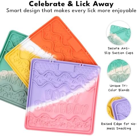 CHEWFFON Dog & Cat Lick Mat, Birthday Silicone Licky Pad, Lavender Dream - Image 3