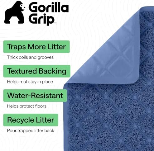 GORILLA GRIP Cat Litter Box Mat, Coiled Mesh Trapping Mats, 47x35 Navy - Image 2