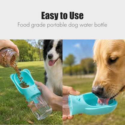 2 in 1 Dog Water Bottle with Food Container, Portable Leakproof Pet Water Dispenser & Bowl, Fits Dogs and Cats (Blue, Small) - Image 4