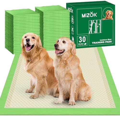 MIZOK Bamboo Dog Pee Pads Highly Absorbent No Leak XXL 36x36in 30Ct by MIZOK