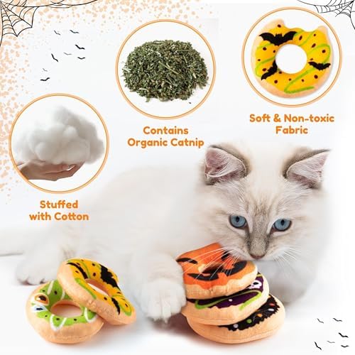 L1rabe Halloween Donut Catnip Stuffed Toys for Cats, Gift for Kitten Lovers - Image 3