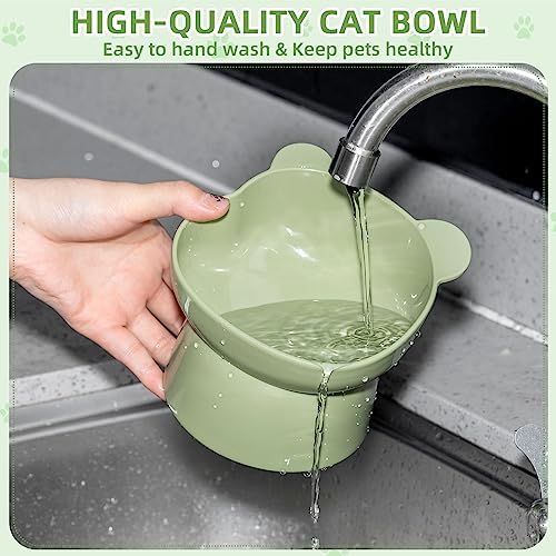 Zhehao 4 Pcs Elevated Cat Bowls Plastic Raised Cat Bowl 15 Degrees Tilted Raised Pet Food and Water Dish Cute Anti Vomit Food Dishes Pet Feeders for Kitten and Small Dogs(Bear) - Image 5