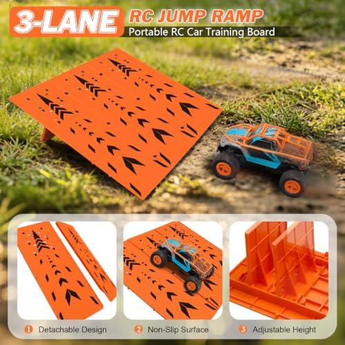 RC Jump Ramp Jumping Stunt, Detachable RC Training Takeoff Board Ramp Track for 1/12 1/14 1/16 1/18 1/24 Scale RC Car Monster Truck Buggy Off-Road Racing Games - Image 3