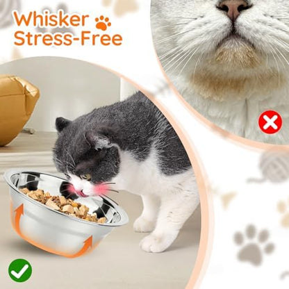 Raised Cat Bowls 15° Tilted Adjustable 3 Stainless Steel for Cats - Image 5