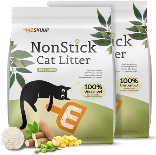 EZSKUUP Non-Stick Bottom Tofu Cassava Cat Litter, Ultra Clumping 2Pack,18Lb by kubvici