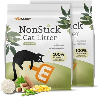 EZSKUUP Non-Stick Bottom Tofu Cassava Cat Litter, Ultra Clumping 2Pack,18Lb by kubvici