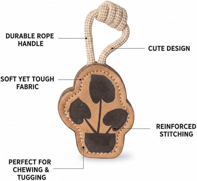 Natural Jute Dog Chew Toy – Tough & Durable Plant-Shaped Puppy Toy, Safe Teething Chew, Interactive Training & Play Toy for Small, Medium & Large Dogs