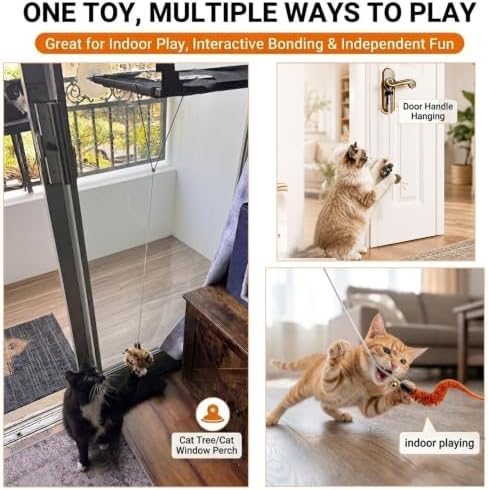 Cat Toys for Indoor Cats,Interactive Door Hanging Cat Toys Attached with Catnip/Feathers/Birds/Worm Toys for Cats/Kitten Toys(3 Pack) - Image 2