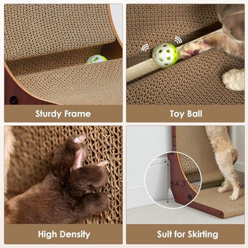 EHEYCIGA Cardboard Cat Scratcher for Indoor Cats, 32 Inch, Dark Brown - Image 5