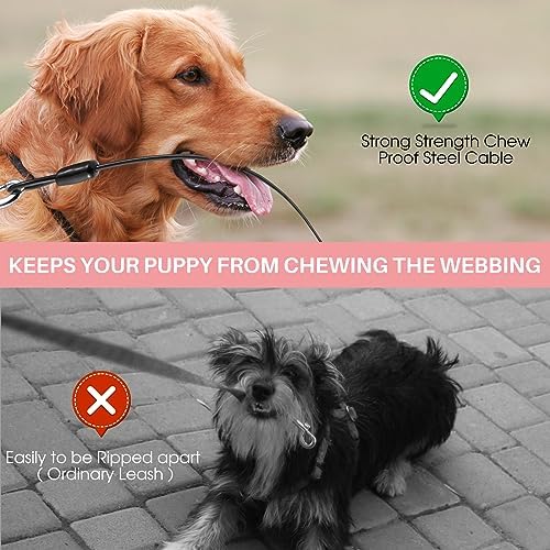 Upgraded 16 Ft Retractable Dog Leash with Chew Proof Cable - Pink - Image 4