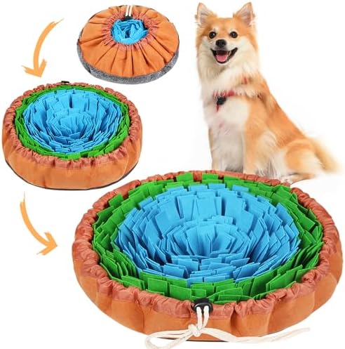 Vivifying Snuffle Mat for Dogs, Adjustable Treats Feeding Mat for Slow Eating and Keep Busy, Interactive Dog Puzzle Toys Encourages Natural Foraging Skills and Smell Training (Blue Green) by Vivifying